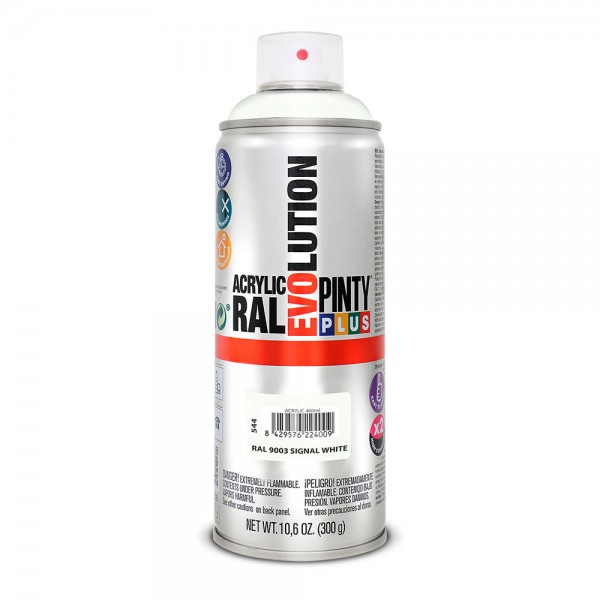 Pintura acrílica spray evolution 520 cc ral 9003 signal white 300 g (pack 2 unidades)