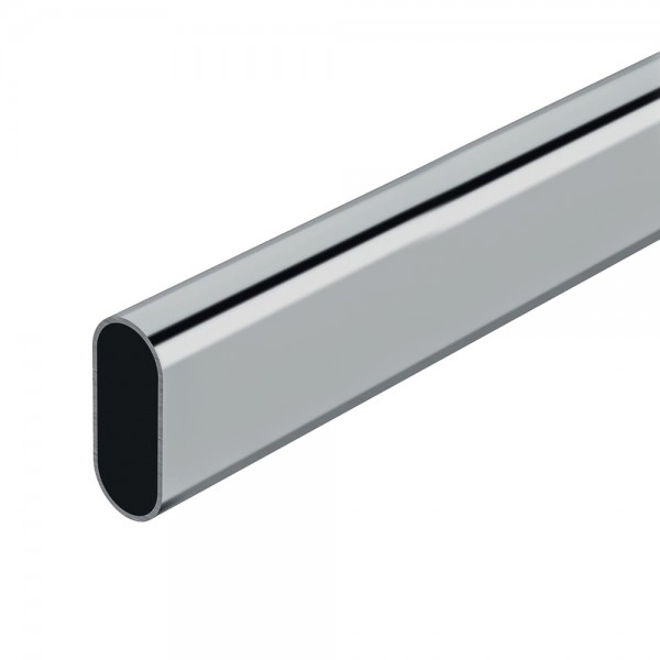 Barra de armario, ovalada, de metal con acabado cromado, 100 cm (pack 2 unidades)